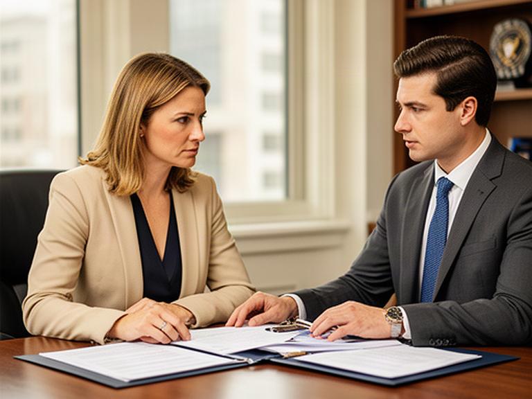 Attorney reviewing employment documents with a client across a conference table in a Nashville office