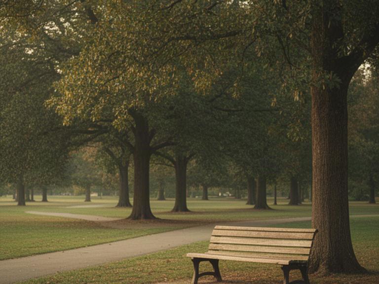 Quiet Nashville park bench beside mature trees representing compassionate support for a grieving family